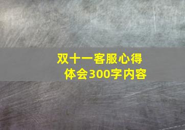 双十一客服心得体会300字内容