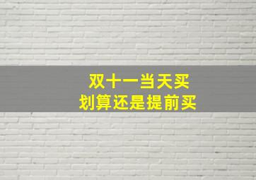 双十一当天买划算还是提前买