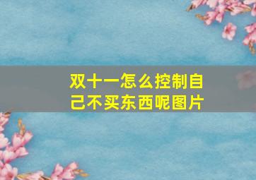 双十一怎么控制自己不买东西呢图片