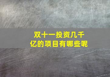 双十一投资几千亿的项目有哪些呢