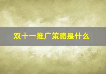 双十一推广策略是什么