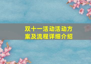 双十一活动活动方案及流程详细介绍