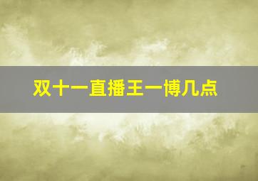 双十一直播王一博几点