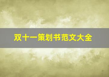 双十一策划书范文大全