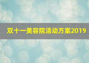 双十一美容院活动方案2019