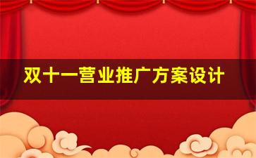 双十一营业推广方案设计