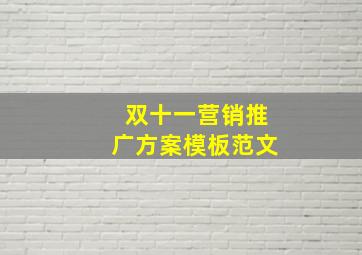 双十一营销推广方案模板范文