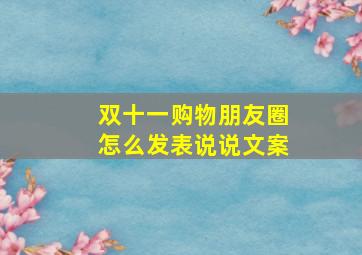 双十一购物朋友圈怎么发表说说文案