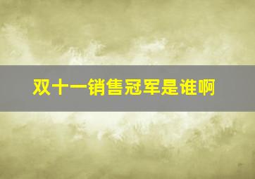 双十一销售冠军是谁啊