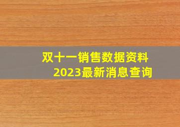 双十一销售数据资料2023最新消息查询