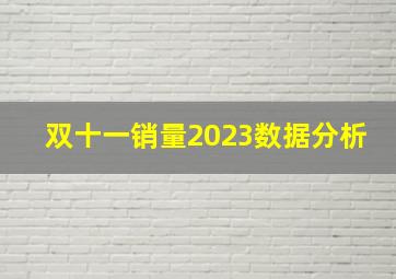 双十一销量2023数据分析