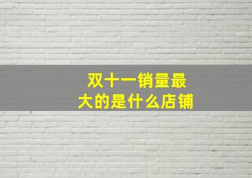 双十一销量最大的是什么店铺