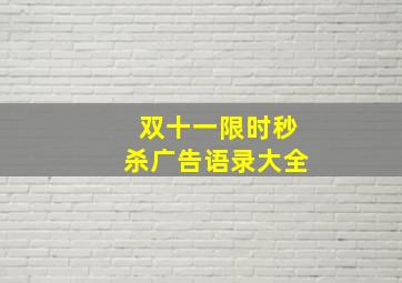 双十一限时秒杀广告语录大全