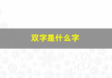 双字是什么字