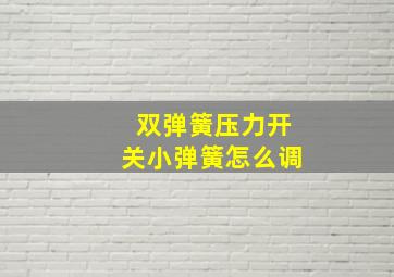 双弹簧压力开关小弹簧怎么调