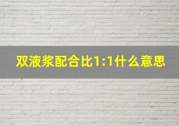 双液浆配合比1:1什么意思