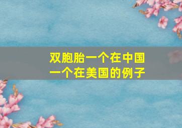 双胞胎一个在中国一个在美国的例子