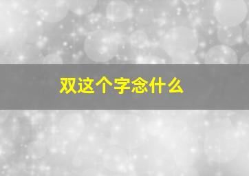 双这个字念什么