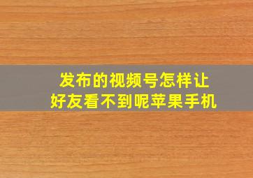 发布的视频号怎样让好友看不到呢苹果手机