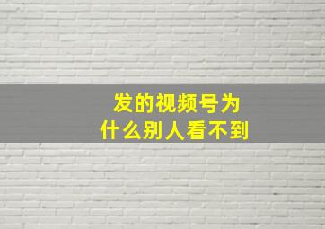 发的视频号为什么别人看不到