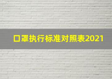 口罩执行标准对照表2021