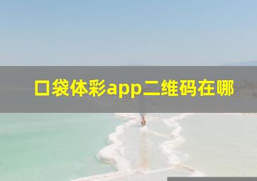 口袋体彩app二维码在哪