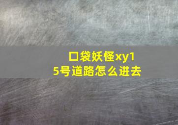 口袋妖怪xy15号道路怎么进去