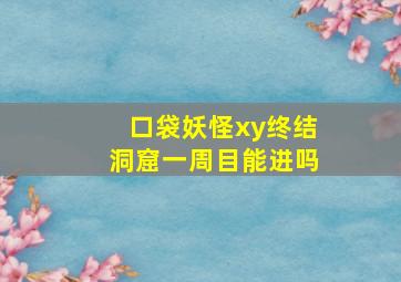 口袋妖怪xy终结洞窟一周目能进吗