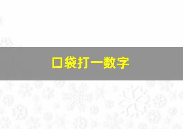 口袋打一数字