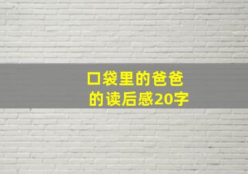 口袋里的爸爸的读后感20字