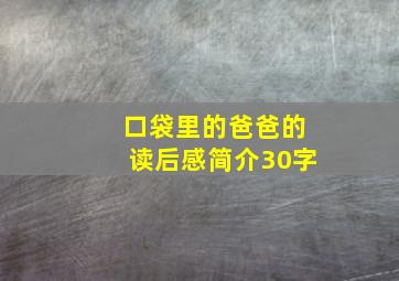 口袋里的爸爸的读后感简介30字