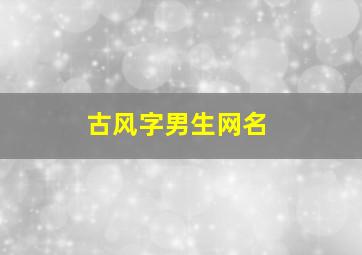 古风字男生网名