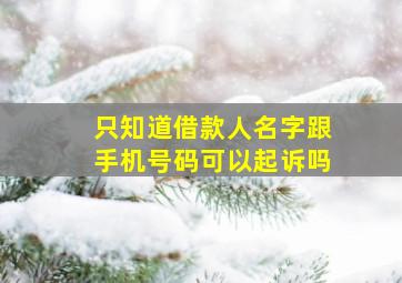 只知道借款人名字跟手机号码可以起诉吗