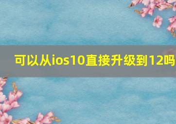 可以从ios10直接升级到12吗