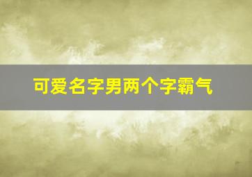 可爱名字男两个字霸气