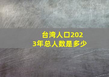 台湾人口2023年总人数是多少