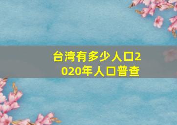 台湾有多少人口2020年人口普查