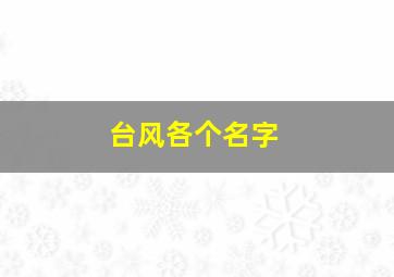 台风各个名字