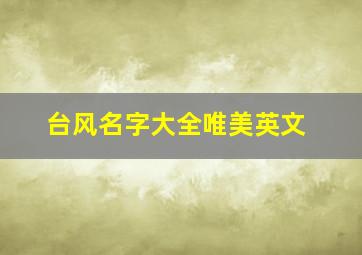 台风名字大全唯美英文