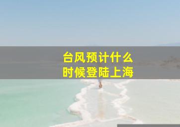 台风预计什么时候登陆上海