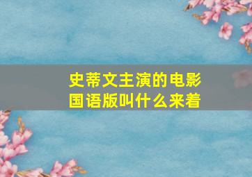 史蒂文主演的电影国语版叫什么来着