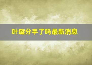 叶璇分手了吗最新消息