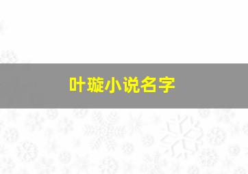 叶璇小说名字