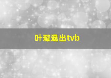 叶璇退出tvb