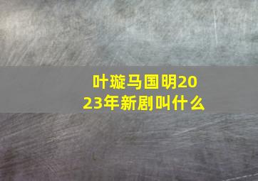 叶璇马国明2023年新剧叫什么