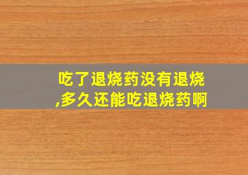 吃了退烧药没有退烧,多久还能吃退烧药啊