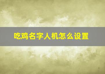 吃鸡名字人机怎么设置