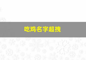 吃鸡名字超拽