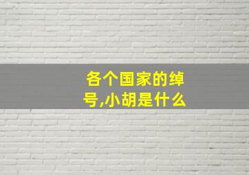 各个国家的绰号,小胡是什么