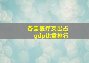 各国医疗支出占gdp比重排行